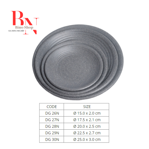 Đĩa Nhựa Gân Melamine Nhám Xám