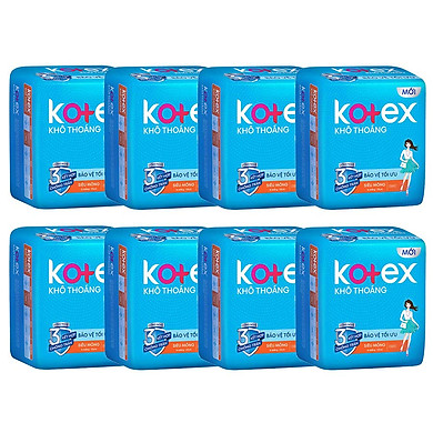 Combo 8 Gói băng vệ sinh Kotex Siêu Mỏng Không Cánh 23cm - Mỗi Gói 8 Miếng - HSD luôn mới