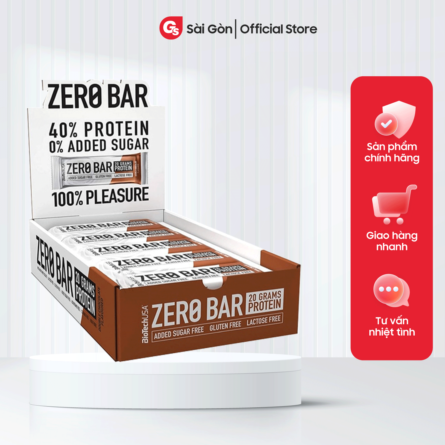 Bánh Protein Biotech Usa Zero Bar (50G, 20 Bánh) - Tiện lợi, giàu dinh dưỡng nhập khẩu Mỹ- Gymstore