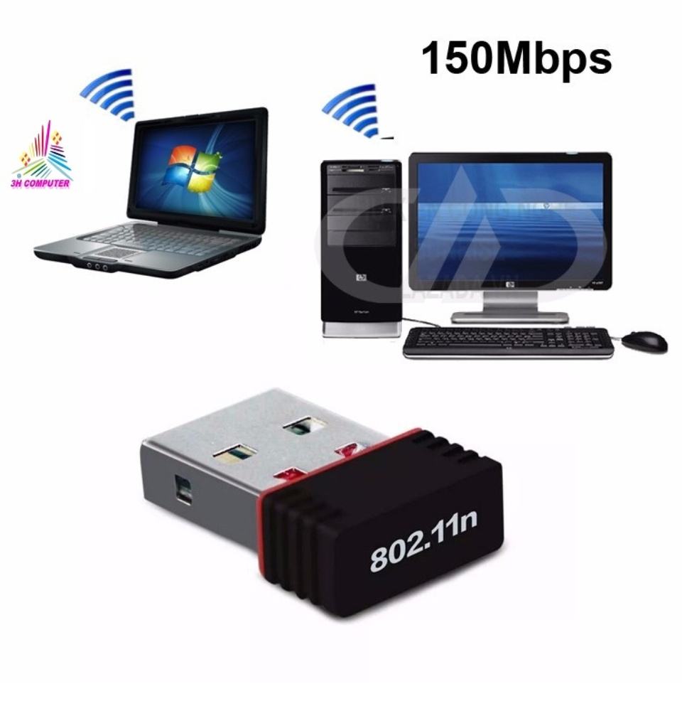 USB Wifi thu wifi cho Laptop Usb thu sóng wifi cho máy tính PC NANO 802 Cung cấp tốc độ không dây lên đến 150Mbps