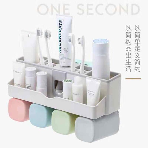 Kệ Để Bàn Chải Đánh Răng Tự Nhả Kem + Cốc