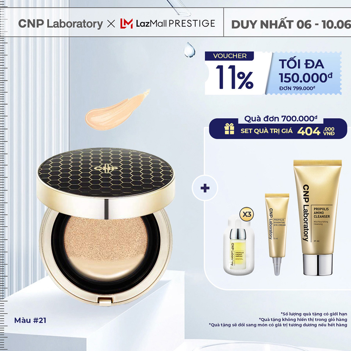 Phấn nước tinh chất keo ong CNP Laboratory Propolis Ampule In Cushion 15g