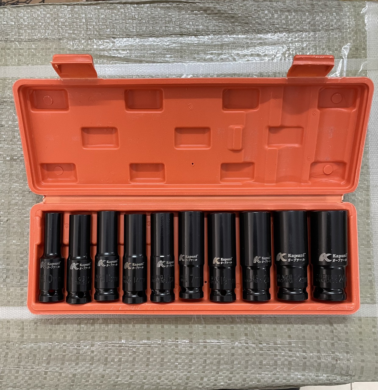 Bộ tuýp khẩu mở bulong đen dài 10 chi tiết từ 10-24mm hãng Kapusi Japan