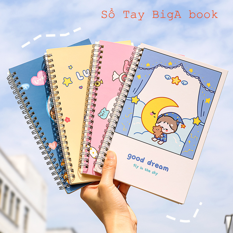 Sổ còng a5 lò so 120 trang, sổ tay ghi chép gáy soắn Bìa nhiều mẫu mã cute