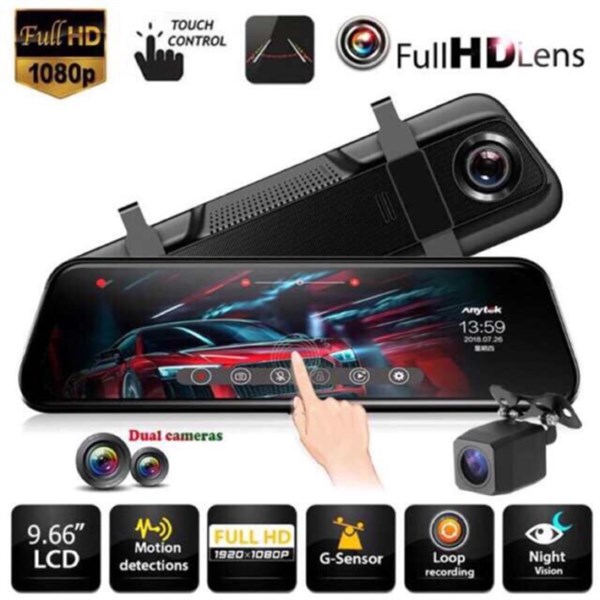 Camera Hành Trình dạng gương 10inch full HD cam sau 9M