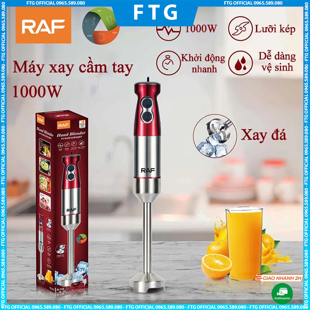 Máy xay cầm tay đa năng raf 1000w - máy nghiền thực phẩm đa năng - máy xay ăn dặm cho bé - máy xay sinh tố mini xay thịt cá hoa quả