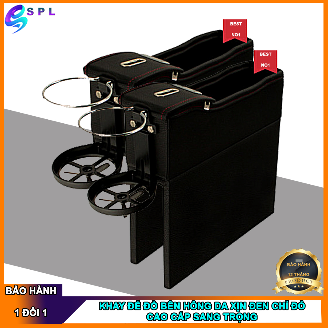 (NEW 2020)  Khay để đồ khe ghế ô tô, xe hơi  nhét khe ghế lái bọc da cừu cao cấp sang trọng ( Màu đen )