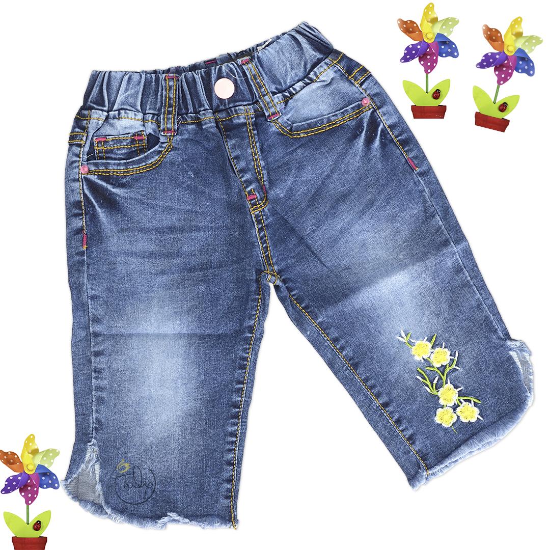 Quần jean lửng thêu cho bé gái size nhí