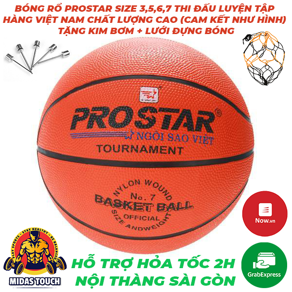 Bóng Rổ Prostar Size 3,5,6,7 Thi Đấu Luyện Tập - Hàng Việt Nam Chất Lượng Cao (Cam Kết Như Hình)