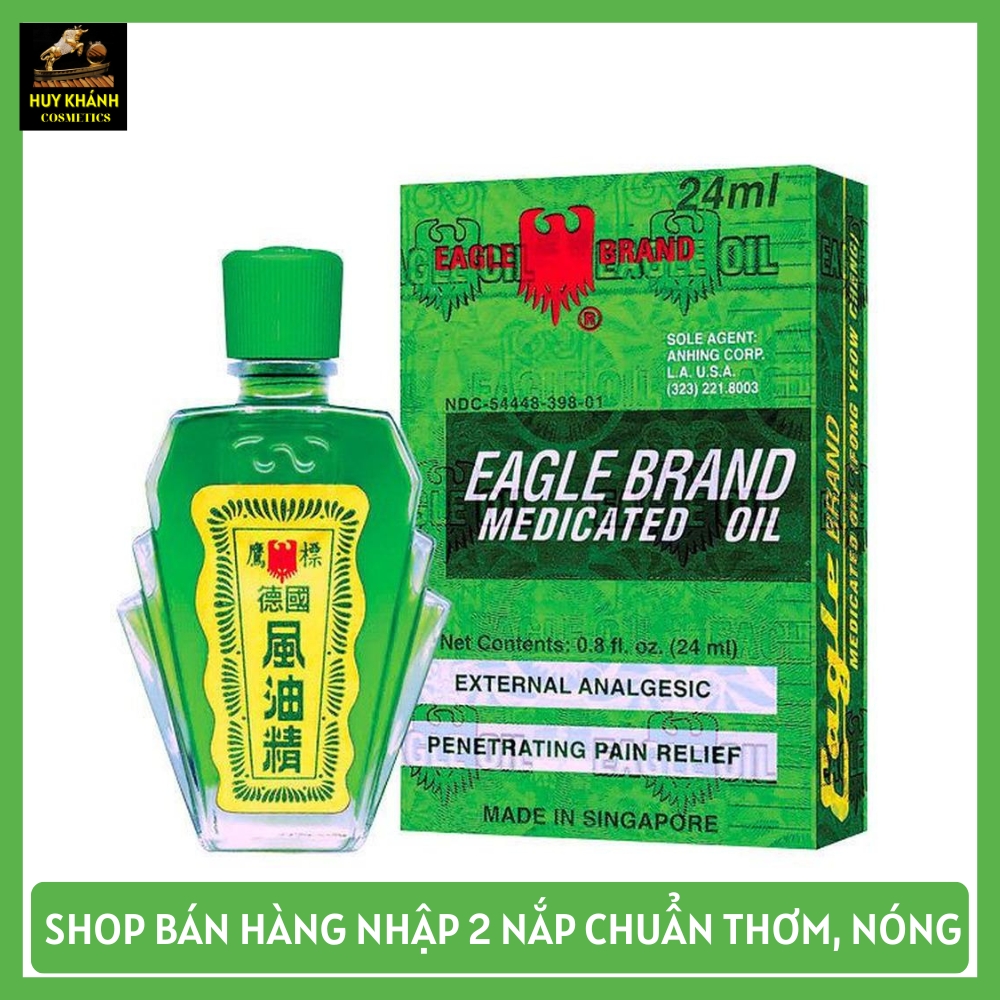 Dầu Gió Xanh 2 nắp Con Ó Mỹ Eagle Brand Medicated Oil 24ml xoa bóp giảm nhức mỏi đau xương đầu cảm lạnh thông mũi - HUY KHÁNH COSMETICS
