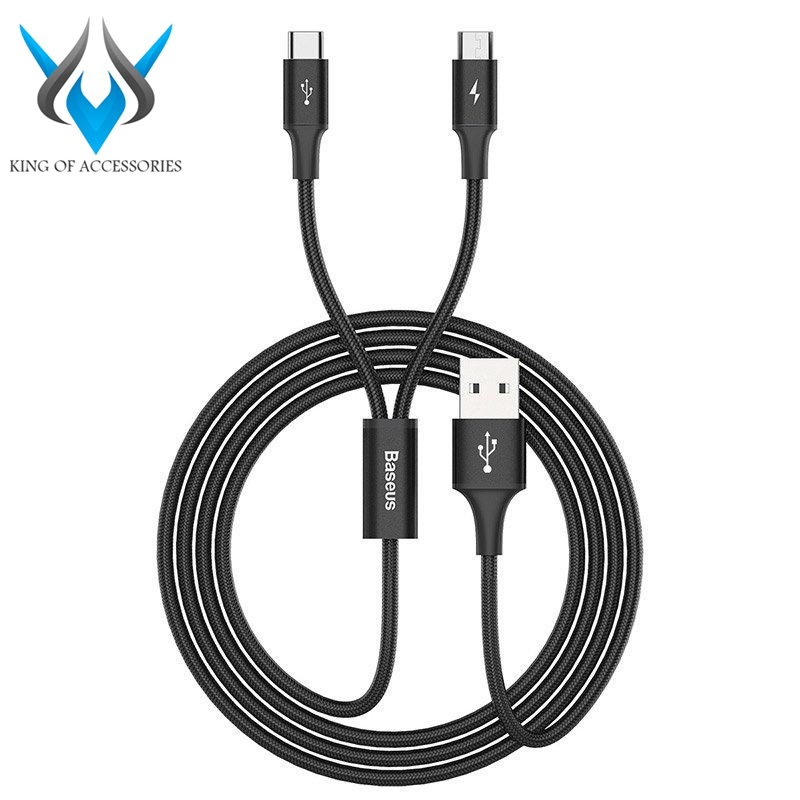 Cáp sạc 2 đầu Baseus Rapid CAMT-ASU01 dài 1.2m cổng USB ra typeC và microUSB -  hỗ trợ max 3A (nhiều màu) - Phụ Kiện 1986