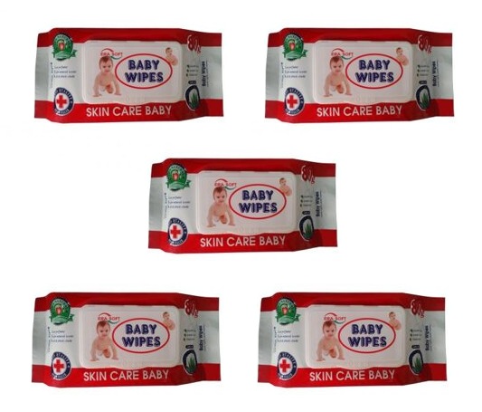 Combo 5 gói khăn giấy ướt hương thơm Baby Wipes 80 khăn/gói