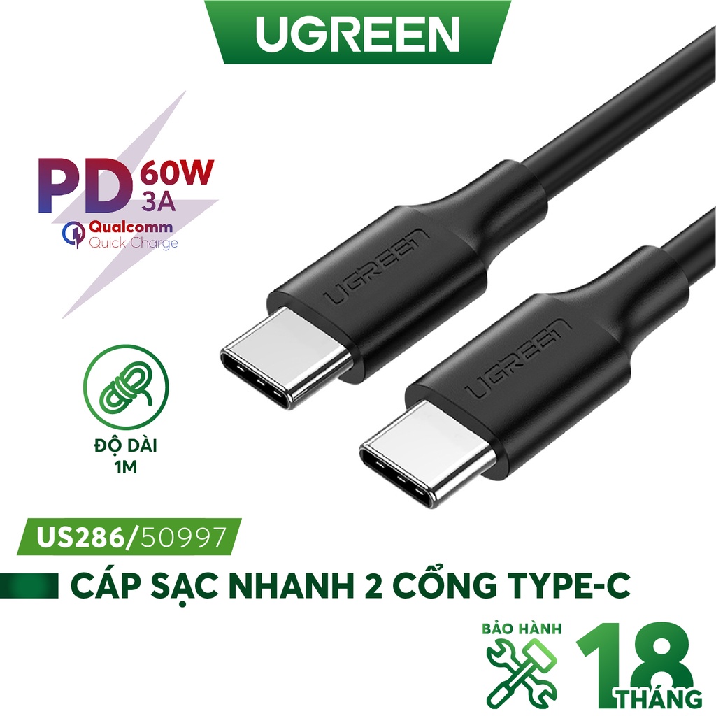Cáp sạc usb type c to type c cao cấp ugreen 50997 us286