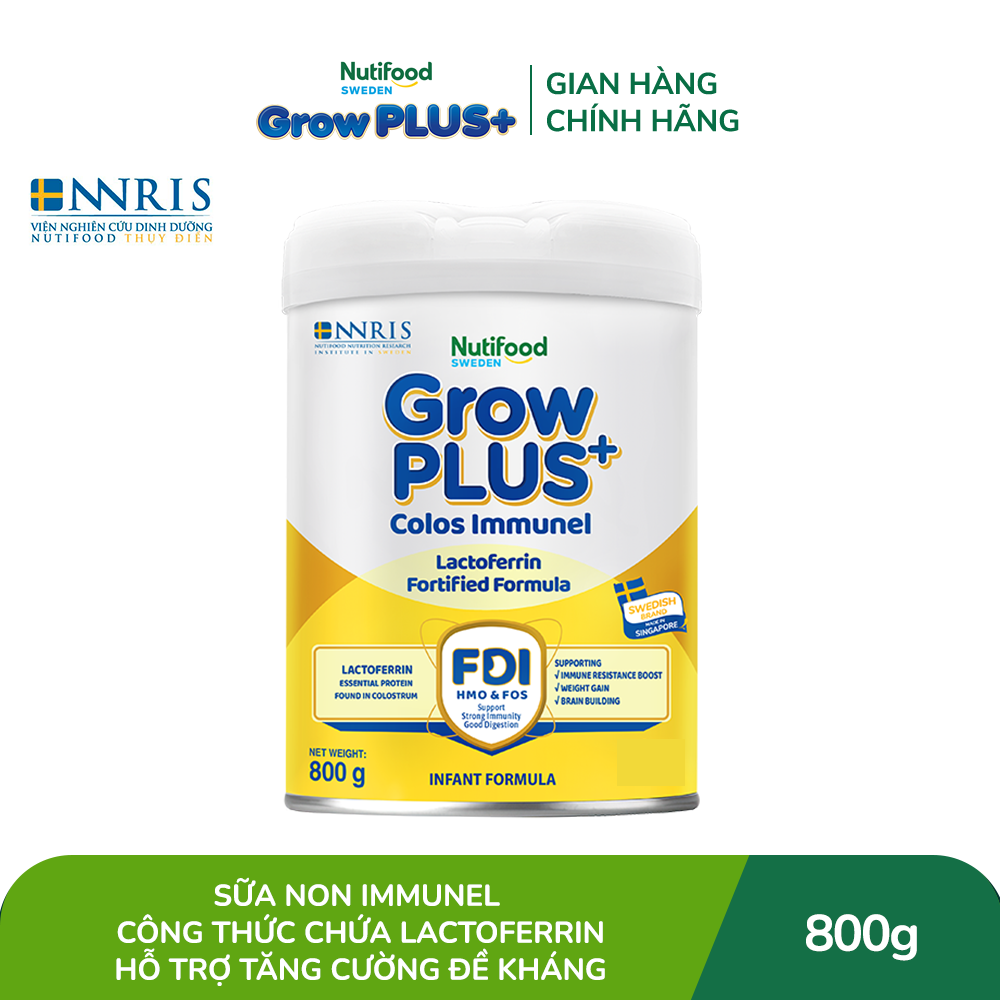 Sữa Bột Nutifood Sweden GrowPLUS+ Sữa Non Immunel từ 0 - 12 tháng lon 800 g (Bao bì tuỳ lô hàng)