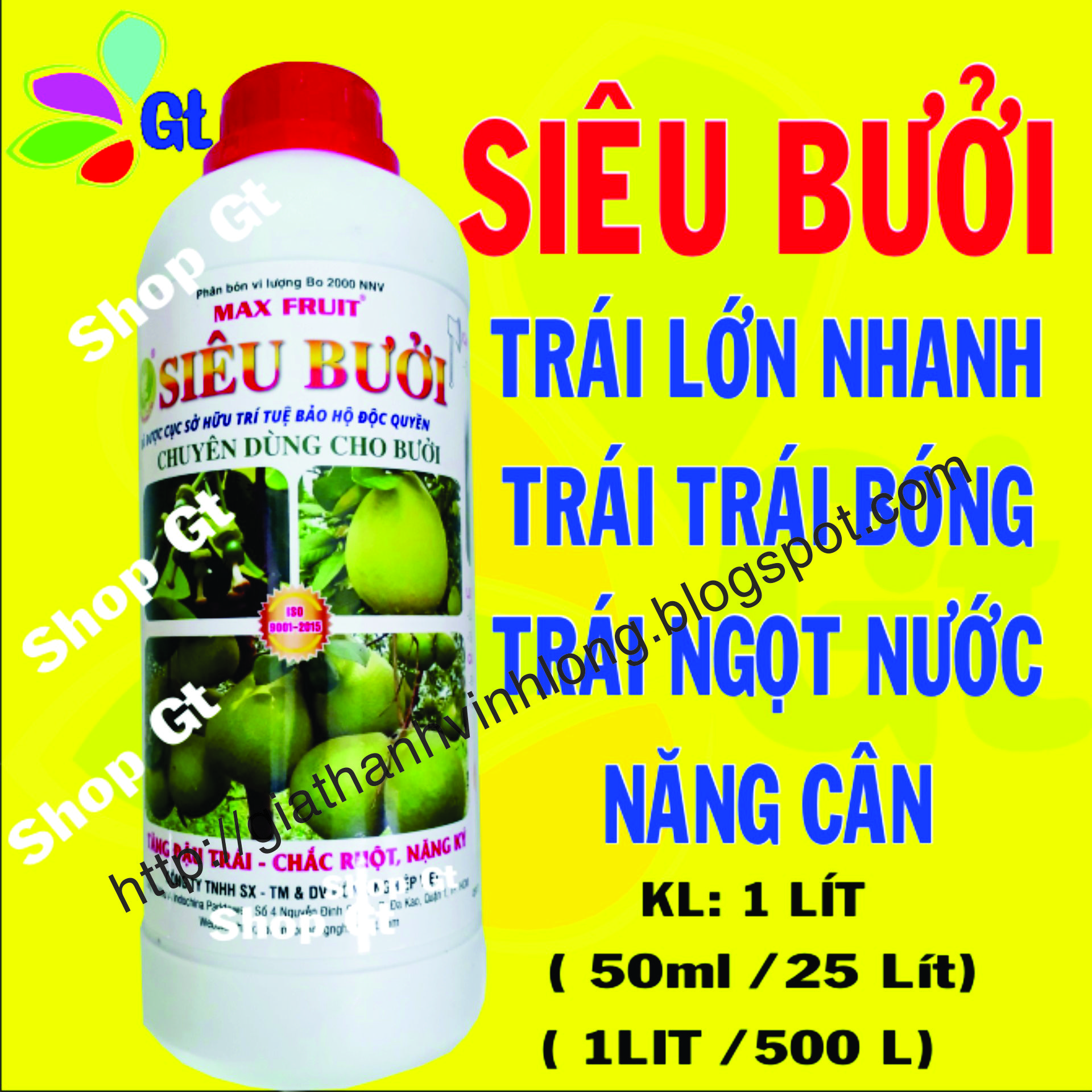 (Shop Gt19) Siêu Lớn trái - KL: 1 Lít Tăng đậu trái - chắc ruột, nặng ký, lớn trái nhanh