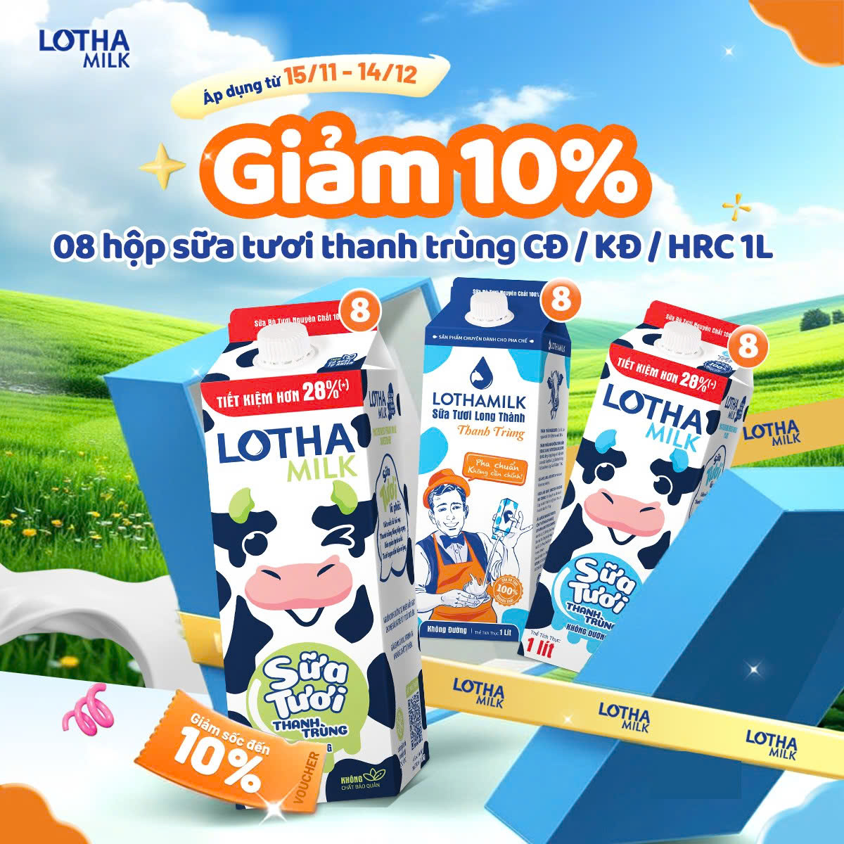  Sữa tươi thanh trùng Lothamilk hộp 1L 