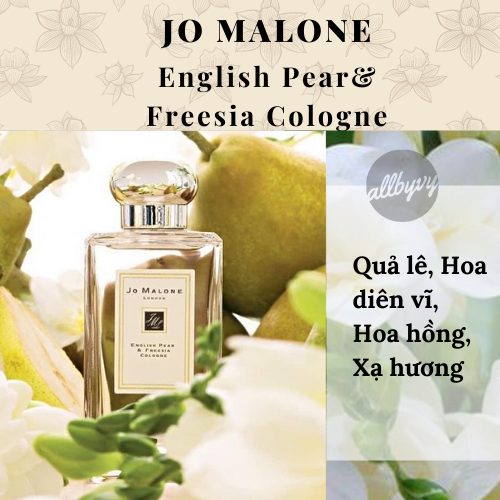 allbyvy| Mẫu thử nước hoa 10ml Jo Malone London English Pear & Freesia Cologne
