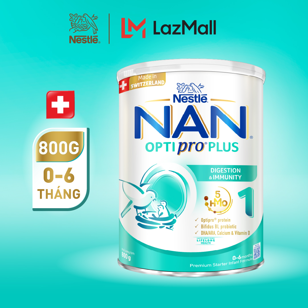  Sản Phẩm Dinh Dưỡng Nestlé NAN OPTIPRO PLUS 1 800g lon với 5HMO Sản Xuất Tại Thụy Sĩ 