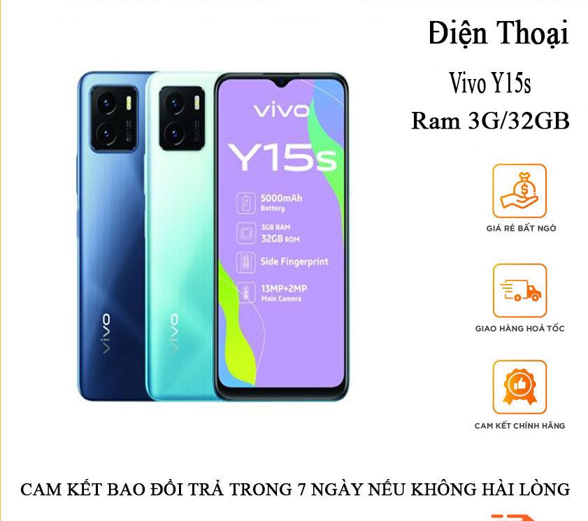 Vivo y15s ram 3g/32gb máy chính hãng