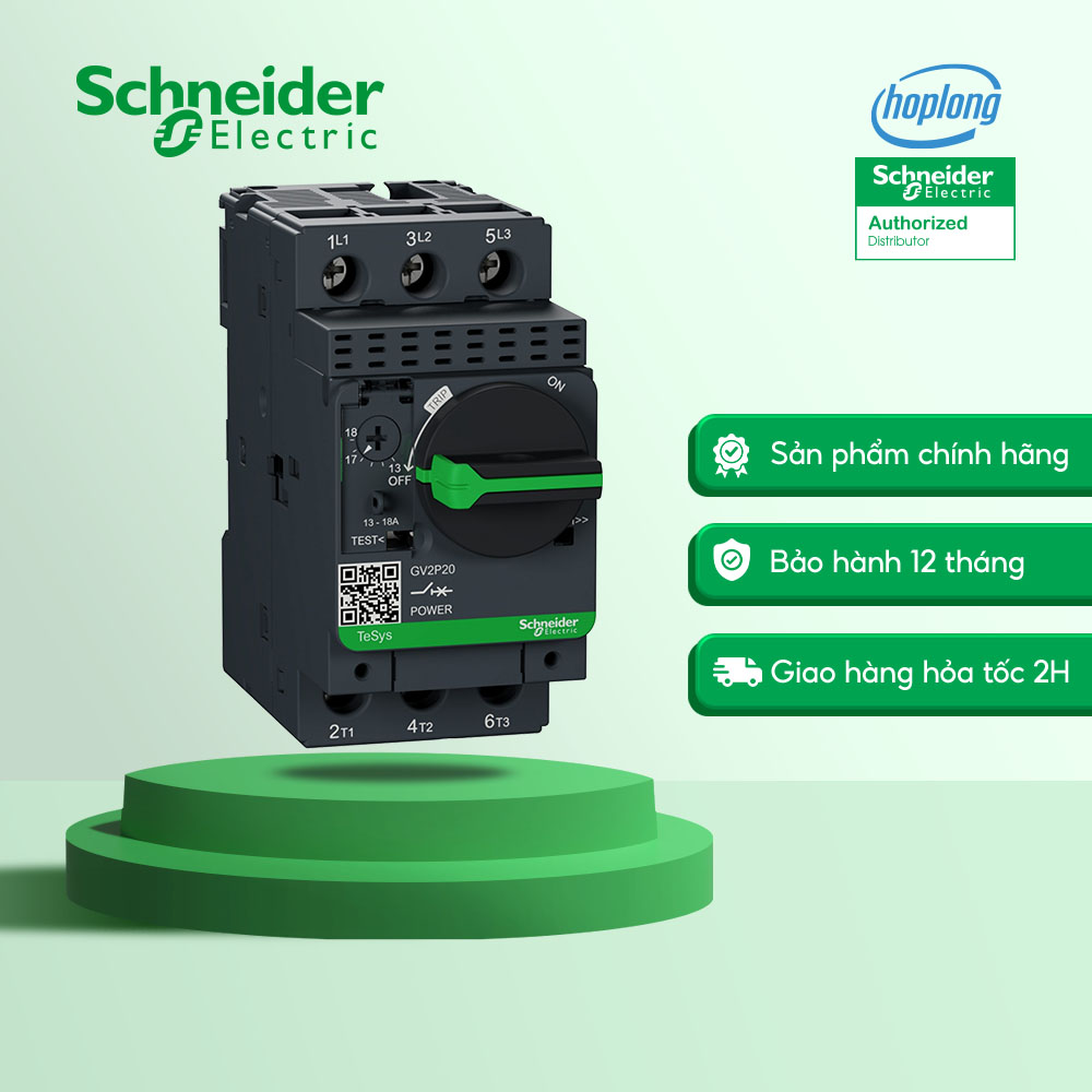 Cầu dao bảo vệ động cơ schneider gv2p20 690vac 7.5kw 3p ip20