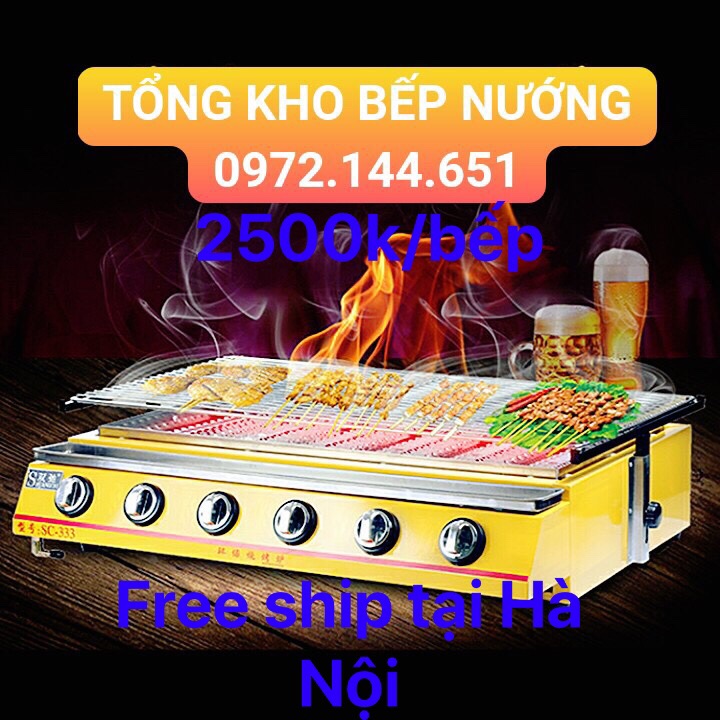 Bếp Nướng Gas 6 họng - Nướng Hàu, Thịt....