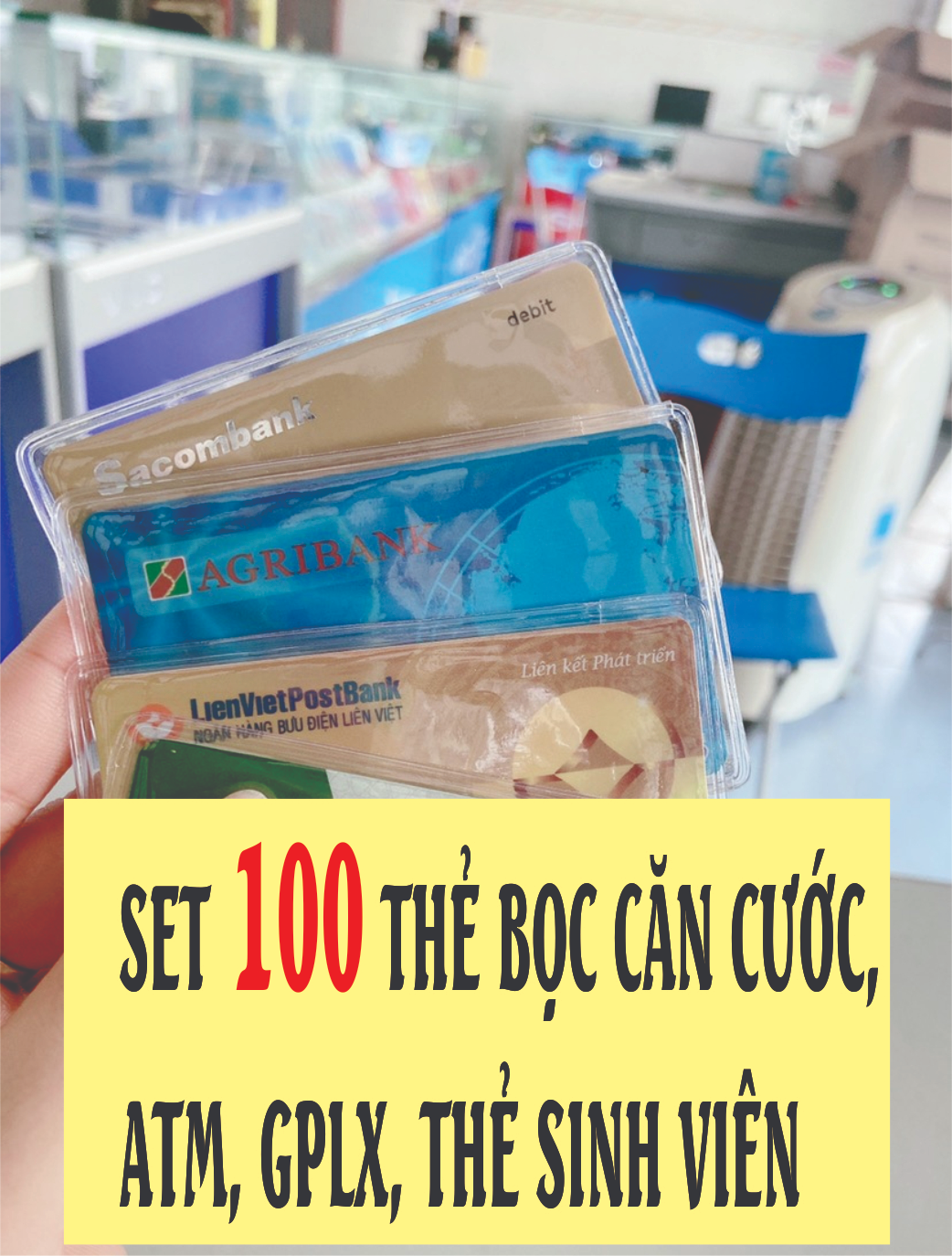 [CC] 100 CÁI Thẻ bọc căn cước, Túi Nhựa Bọc Thẻ Căn Cước, Thẻ ATM
