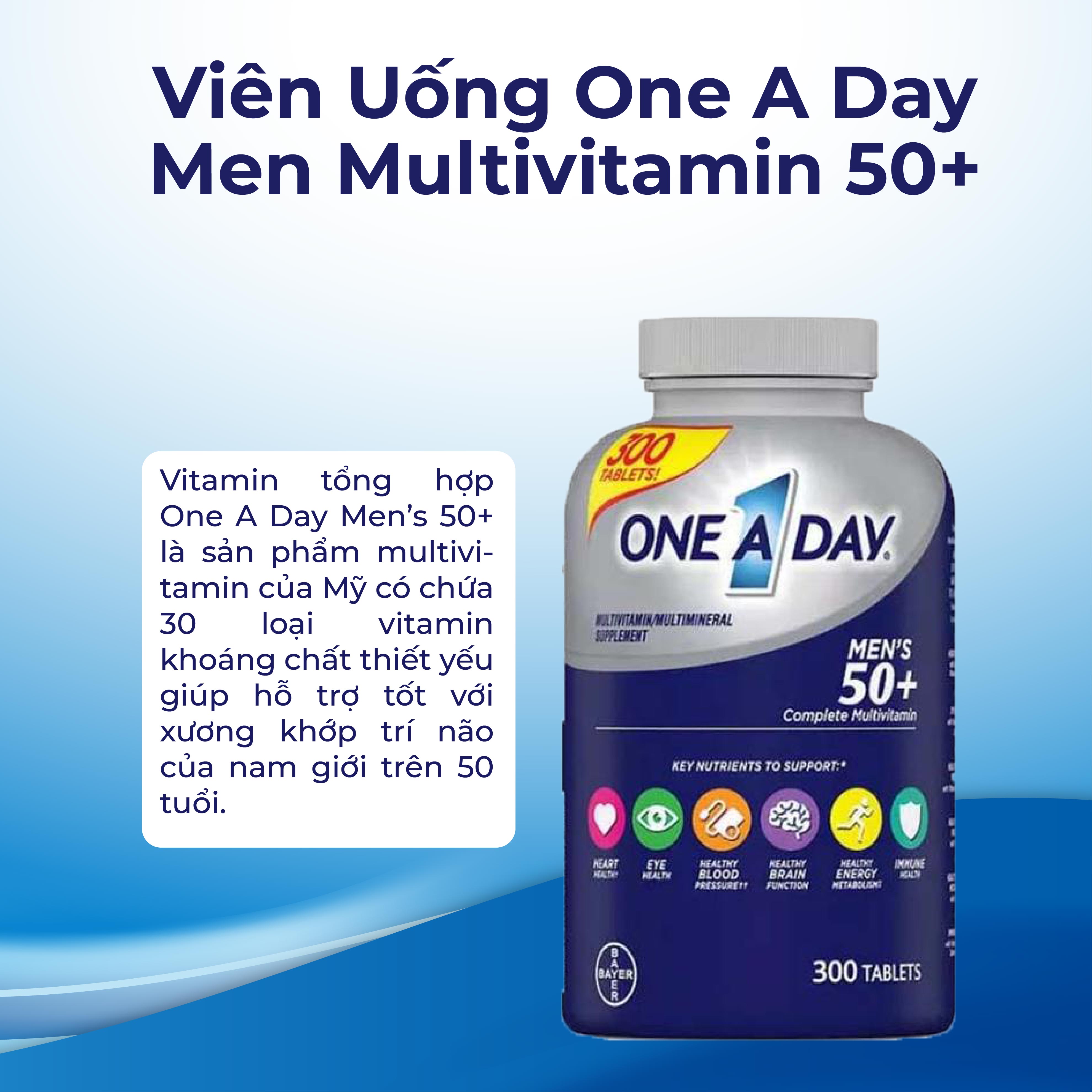 Vitamin tổng hợp Kirkland Signature One a day men s 50+ 300 Viên giúp cơ