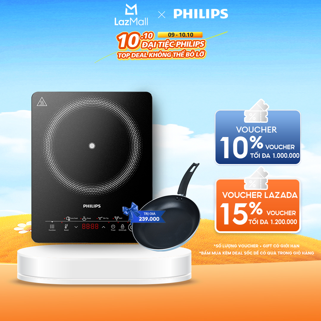 Bếp từ đơn Philips HD5830/90 | 8 chế độ| 2000W - Hàng Chính Hãng
