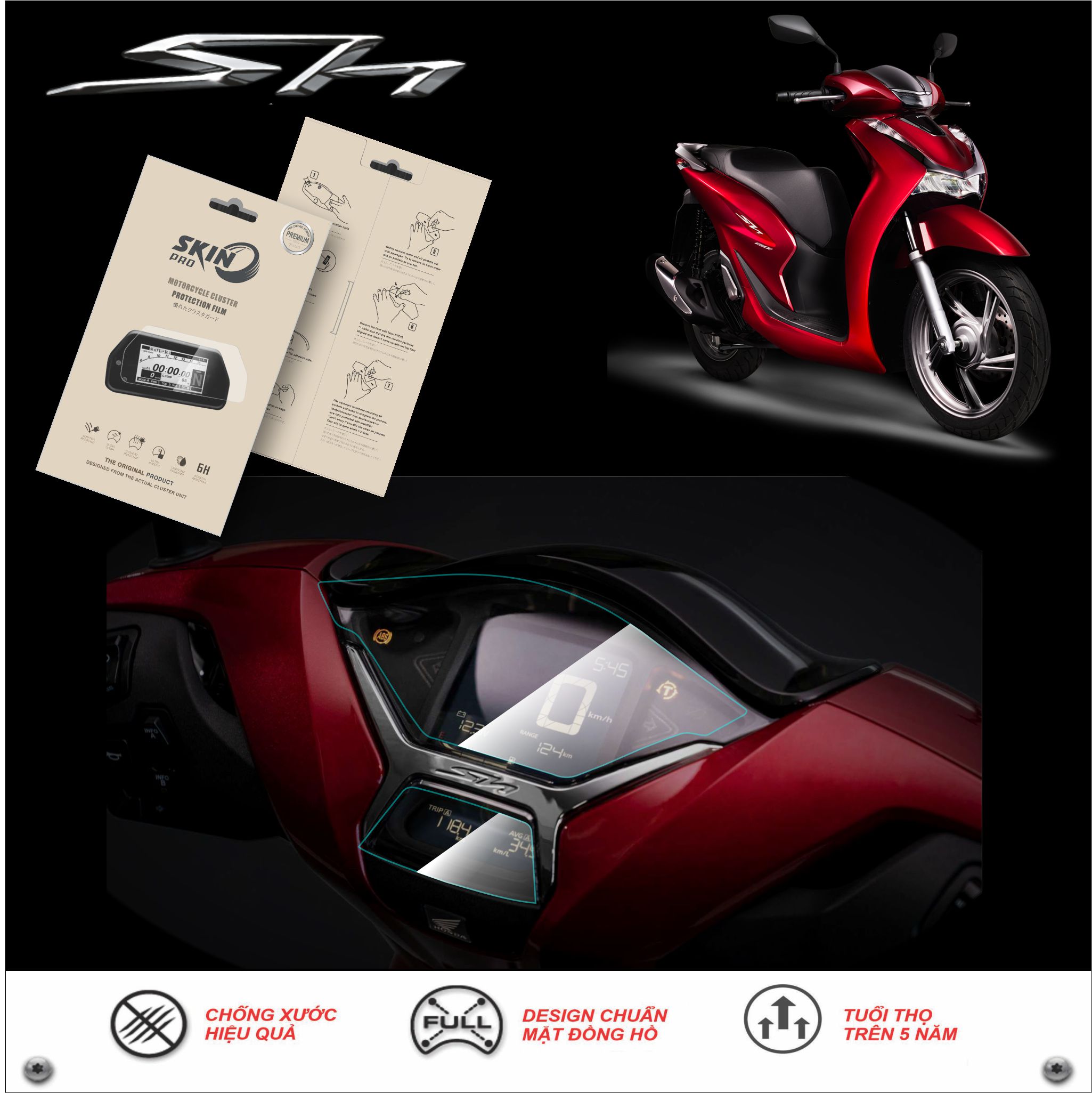 Miếng dán PPF bảo vệ mặt đồng hồ xe SH 2020 2021 2022 SH150I SH125I SH350I - HONDA SH 125I SH 150I SH 350I