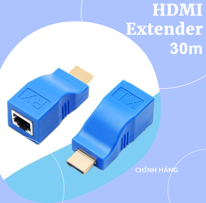 Bộ kéo dài hdmi extender 30m qua cáp mạng cat5e,6 chuẩn rj45 hộp vàng - hàng chính hãng