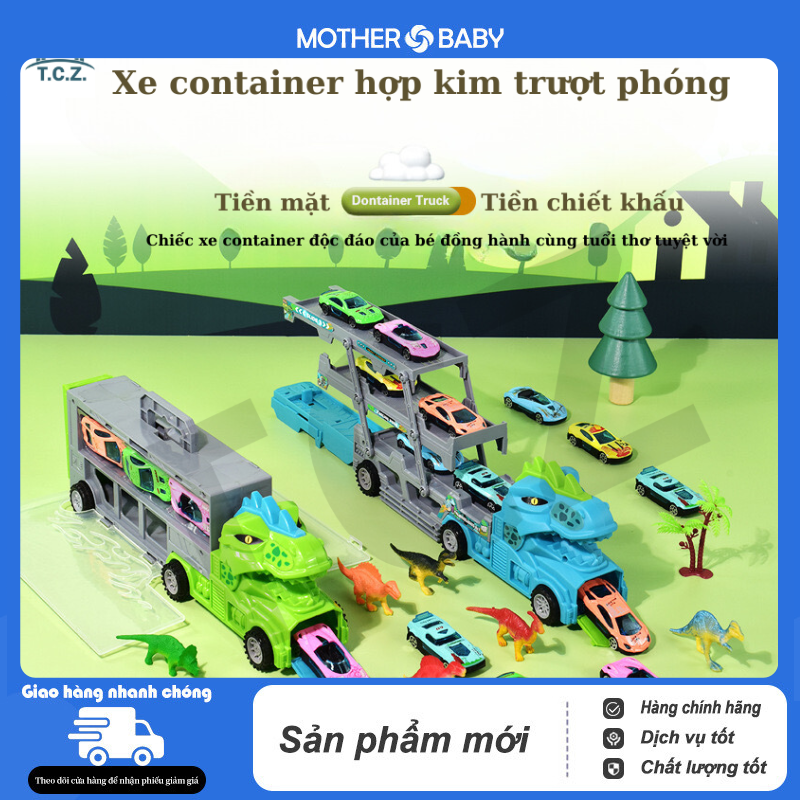 Nhiều mẫu đồ chơi xe tải chở hàng, mô hình xe container 3 tầng có thể gấp gọn, tặng kèm xe ô tô nhỏ hợp kim nhiều màu sắc, chạy đà khỏe, đồ chơi xe đua bé trai