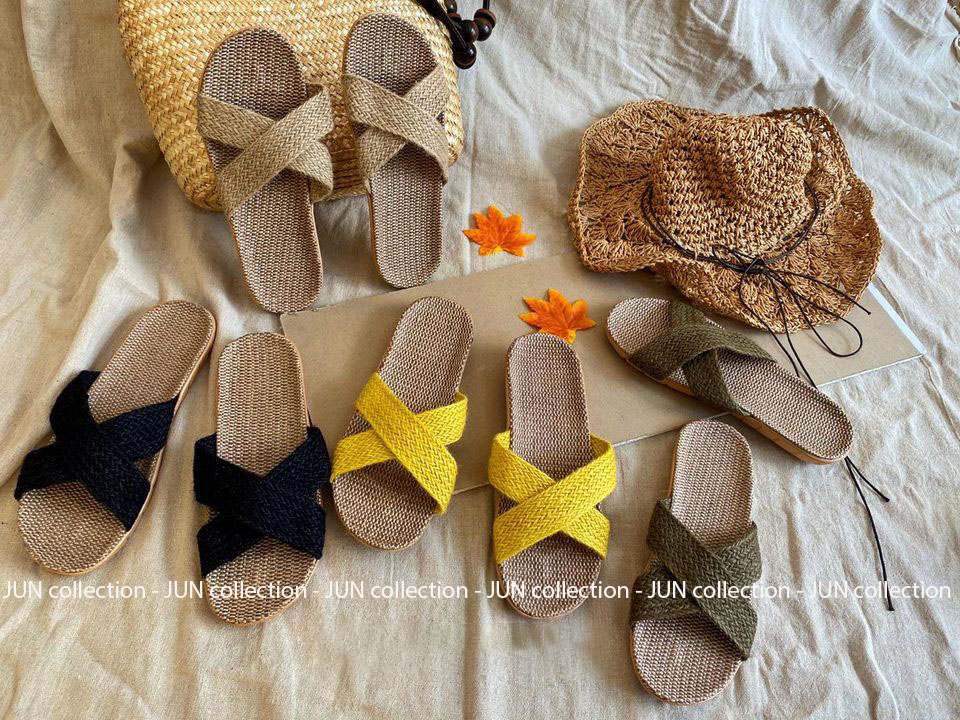 Dép cói quai chéo vintage