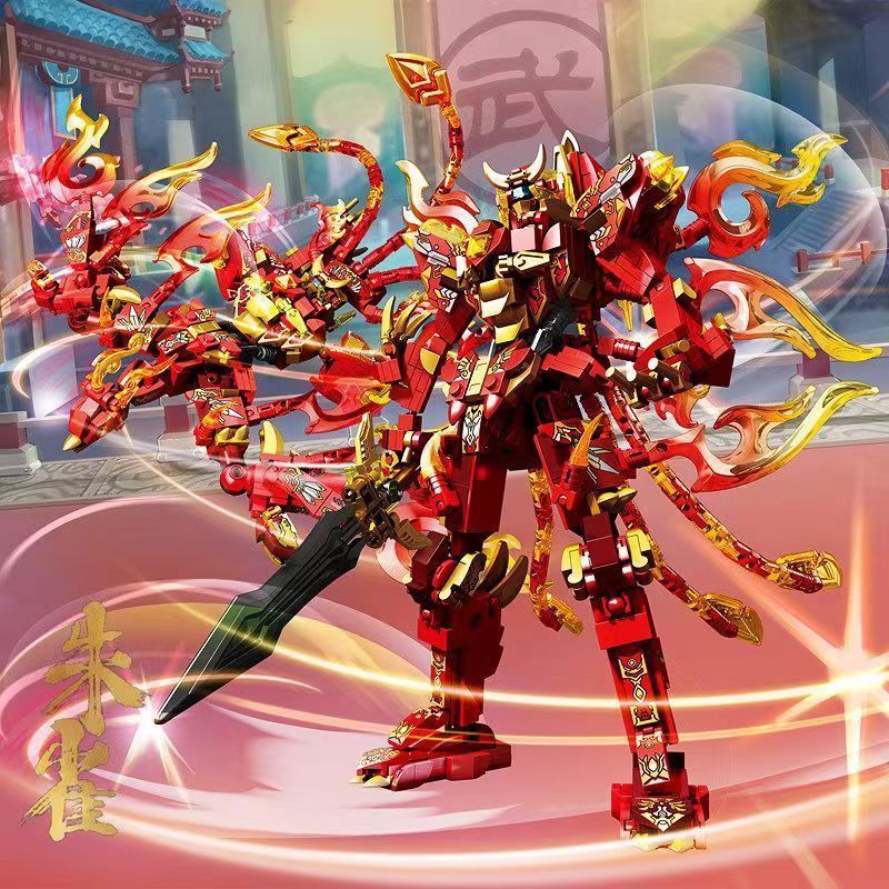 Sen Bảo 103330 Khối xây dựng lắp ráp mecha xu hướng quốc gia mô hình hổ trắng Qinglong Suzaku đồ chơi cho bé trai quà tặng trẻ em