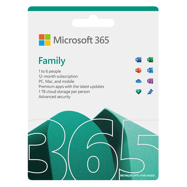 Phần mềm Microsoft 365 Family English APAC EM Subscr 1 năm - Gói thuê bao 365 ngày dành cho tối đa 6
