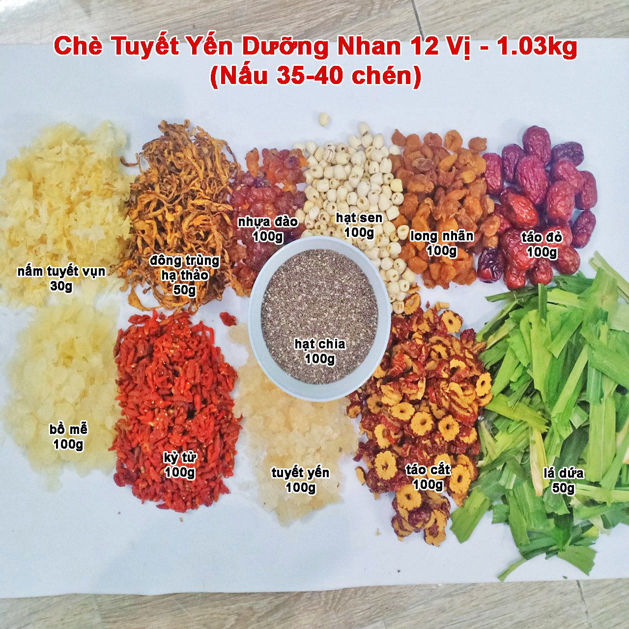 Chè tuyết yến dưỡng nhan 12 vị
