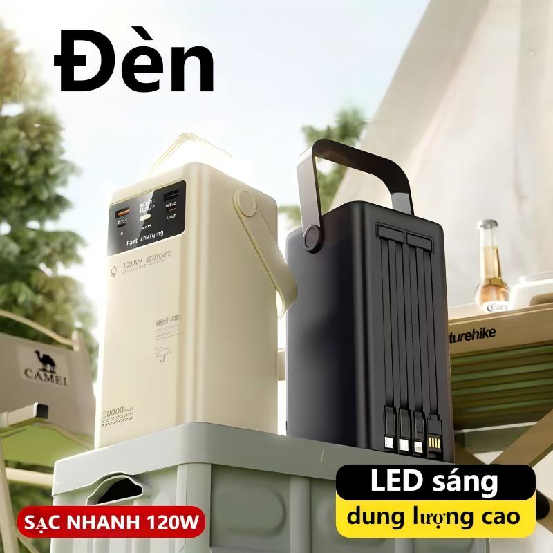 Pin sự Sạc Dự Phòng trong suốt sạc nhanh 50.000MAH đèn sạc nhiều thiết bị dung lượng 80000mah lớn new có 4 dây