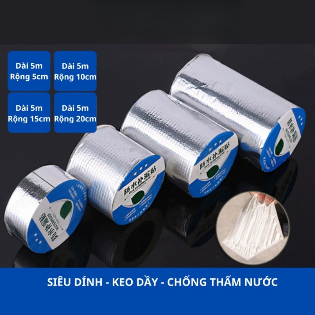 Couspan Cuộn 5 mét băng keo dán rộng 5cm/10cm - Miếng dán siêu dính - Miếng dán chống thấm nước - Keo chống dột