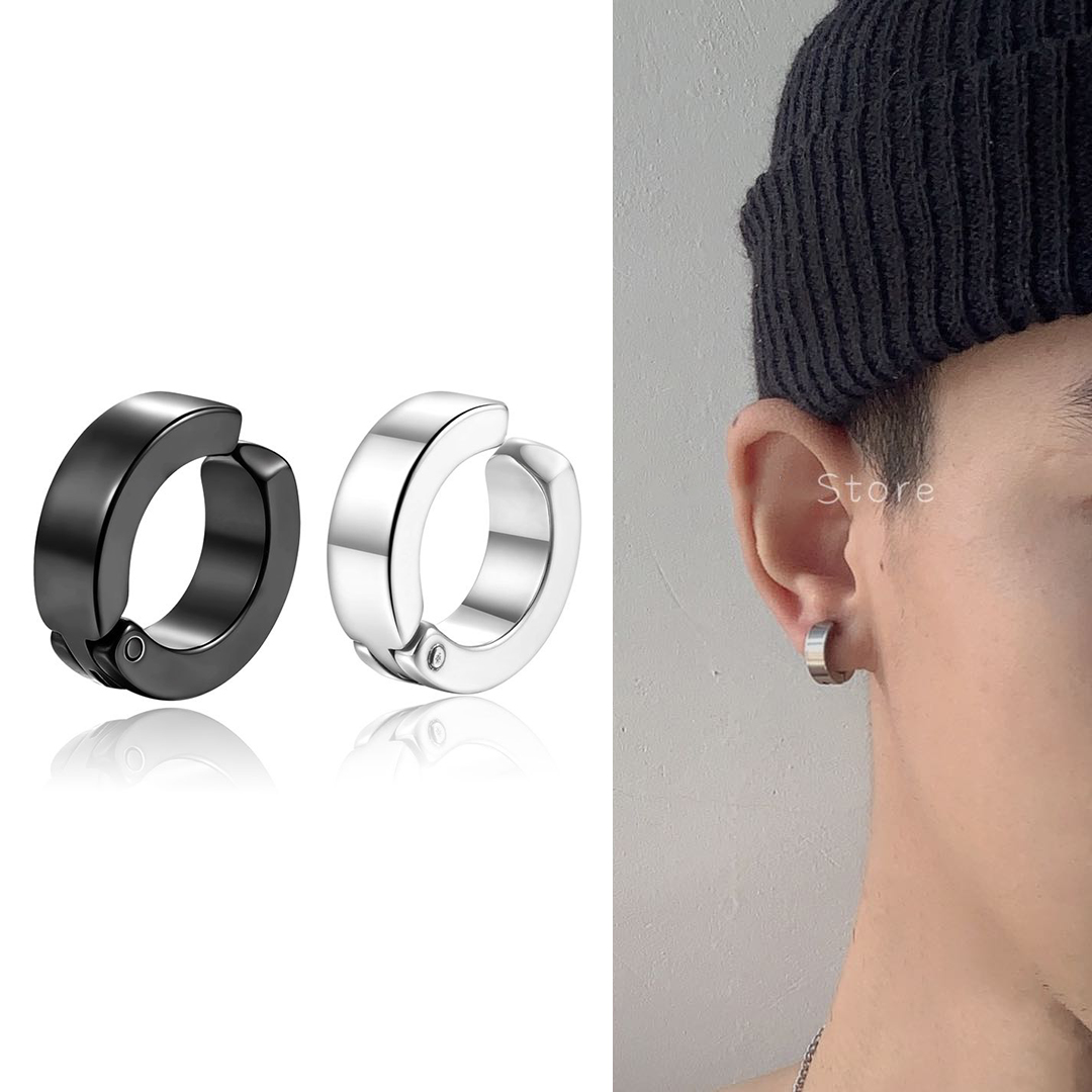 Khuyên tai kẹp không cần bấm lỗ dạng tròn cho nam nữ - Bông tai Hàn Quốc