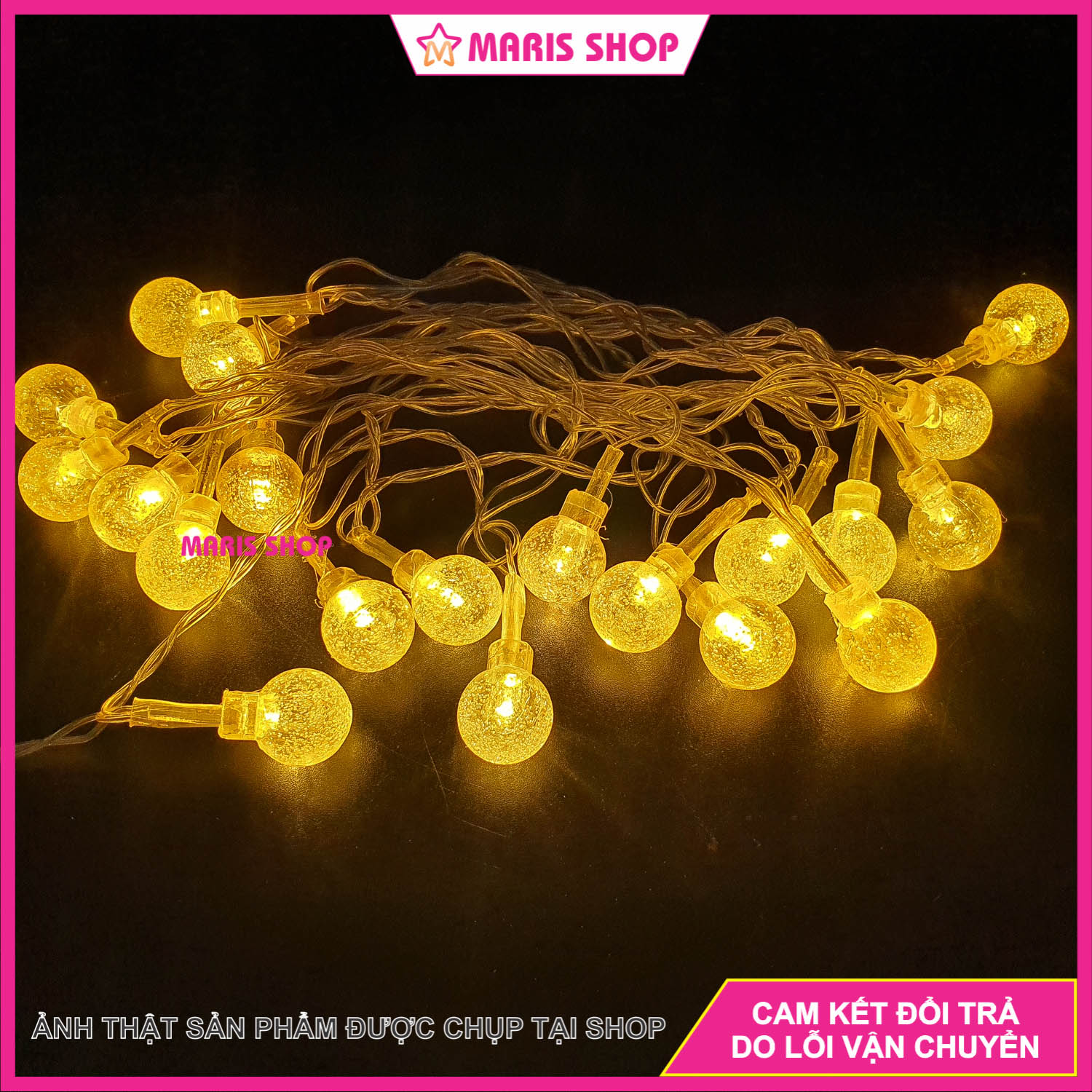 Đèn LED dây bi bọt biển dài 3.5 mét  20 bóng trang trí Noel, hang đá tết ánh sáng rực rỡ