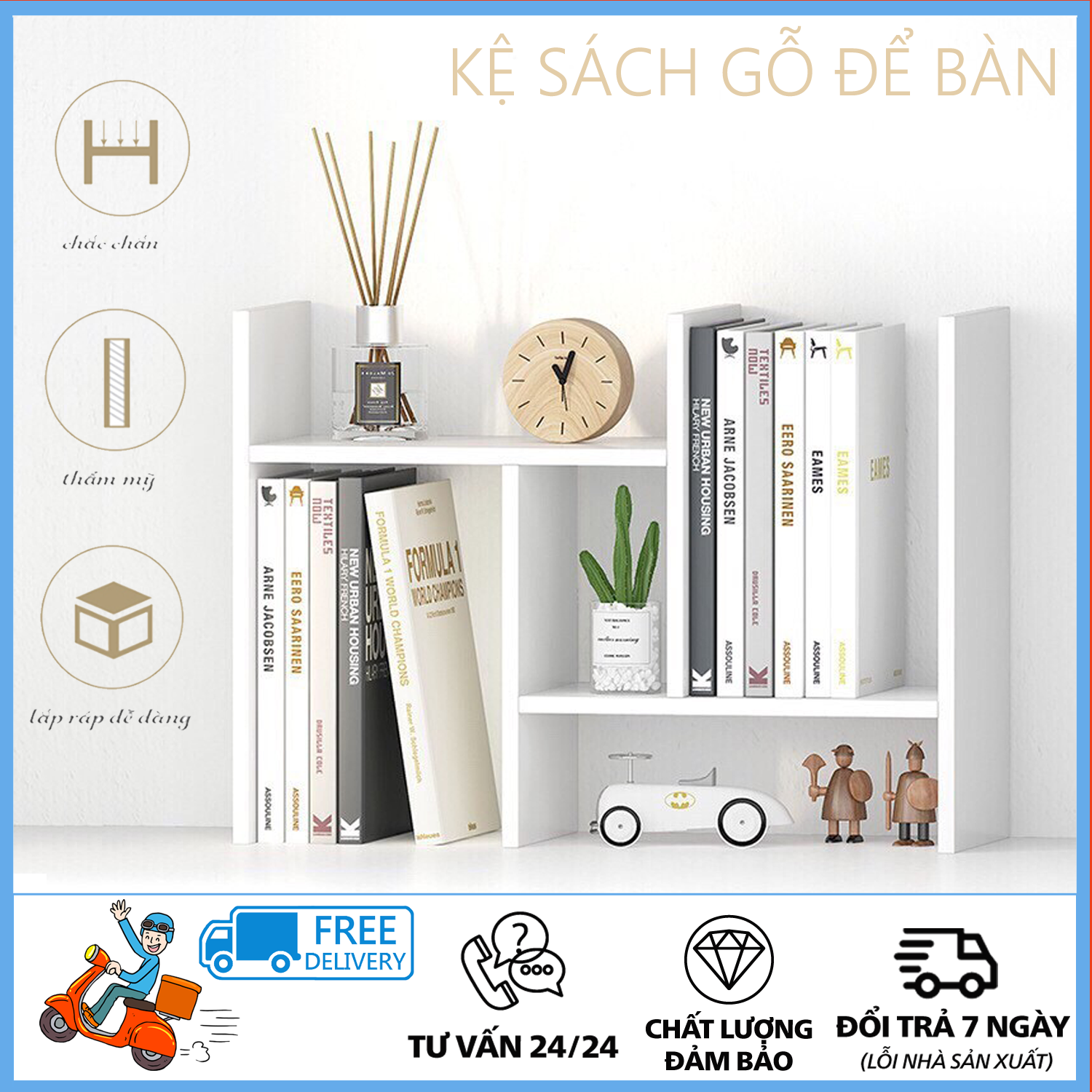 Kệ sách gỗ để bàn, Kệ Sách Gỗ- Giá sách mini - kệ sách mini - kệ sách để bàn - kệ đựng sách - kệ sách gỗ -Kệ Sách Để Bàn Làm Việc Lắp Ghép Đa Năng