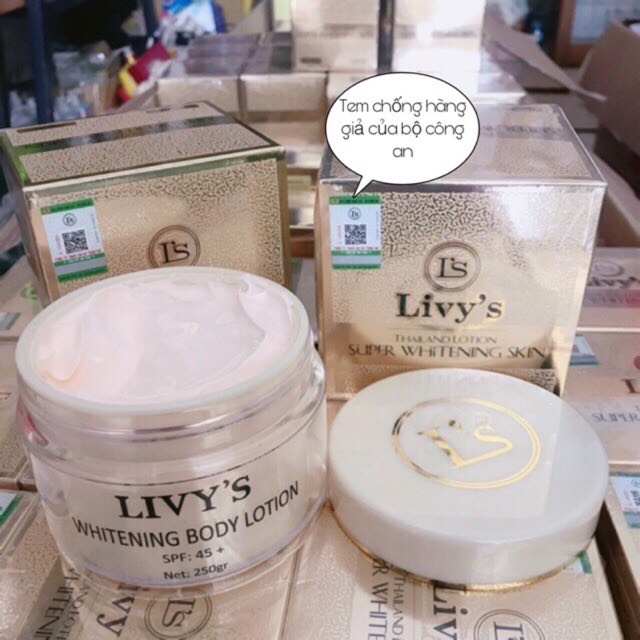Kem Body Dưỡng Trắng Da, Chống Nắng Livy's spf45++ 250g