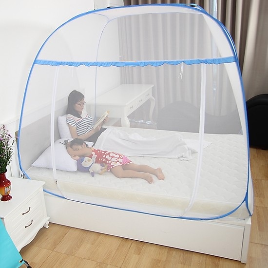 Mùng ngủ chụp thông minh - 1m8x2m hàng việt nam loại đỉnh rộng [màn/mùng chụp gấp gọn màn chụp người lớn mùng chụp người lớn