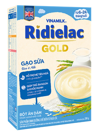[Mẫu Mới] Bột Ăn Dặm RIDIELAC GOLD Gạo Sữa 200g