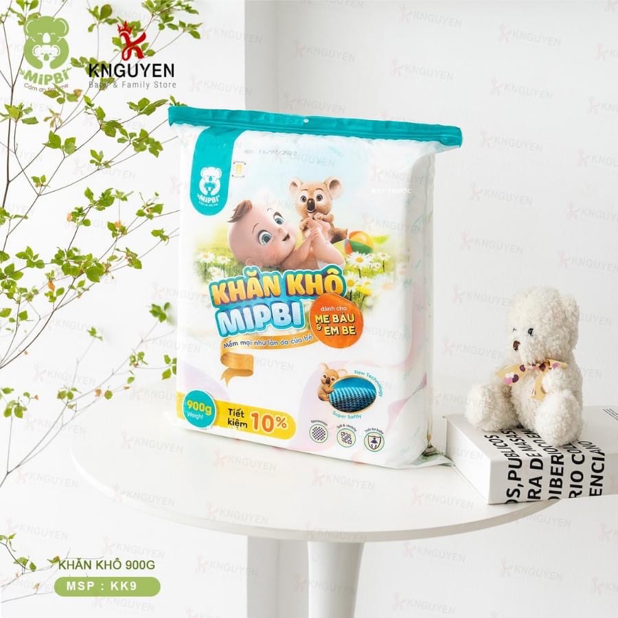 Khăn vải khô đa năng Mipbi cho mẹ và bé gói 600g/900gr