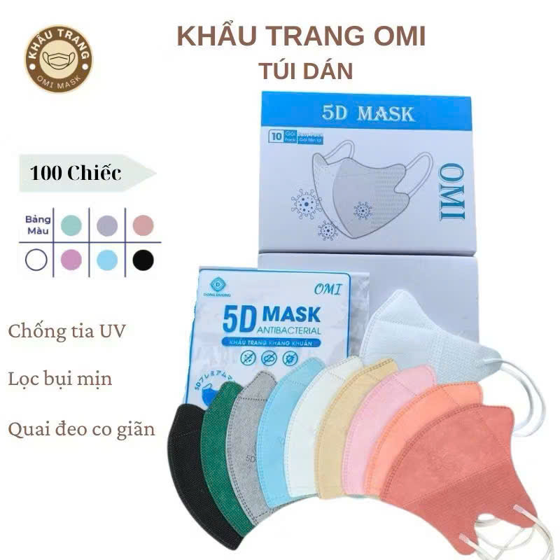 Sét 200 chiếc Khẩu Trang Y Tế 5D, OMI , An Tâm Kháng Khuẩn - Khẩu Trang 3 Lớp 5D Lọc Bụi Mịn