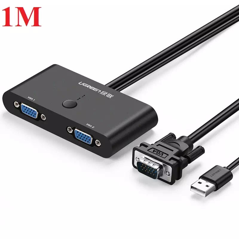 Ugreen 30711 1m màu đen bộ chuyển mạch vga 2 cổng cao cấp mm126