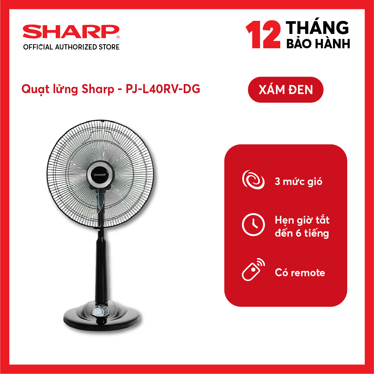 Quạt lửng sharp có điều khiển pj-l40rv-dg/wh