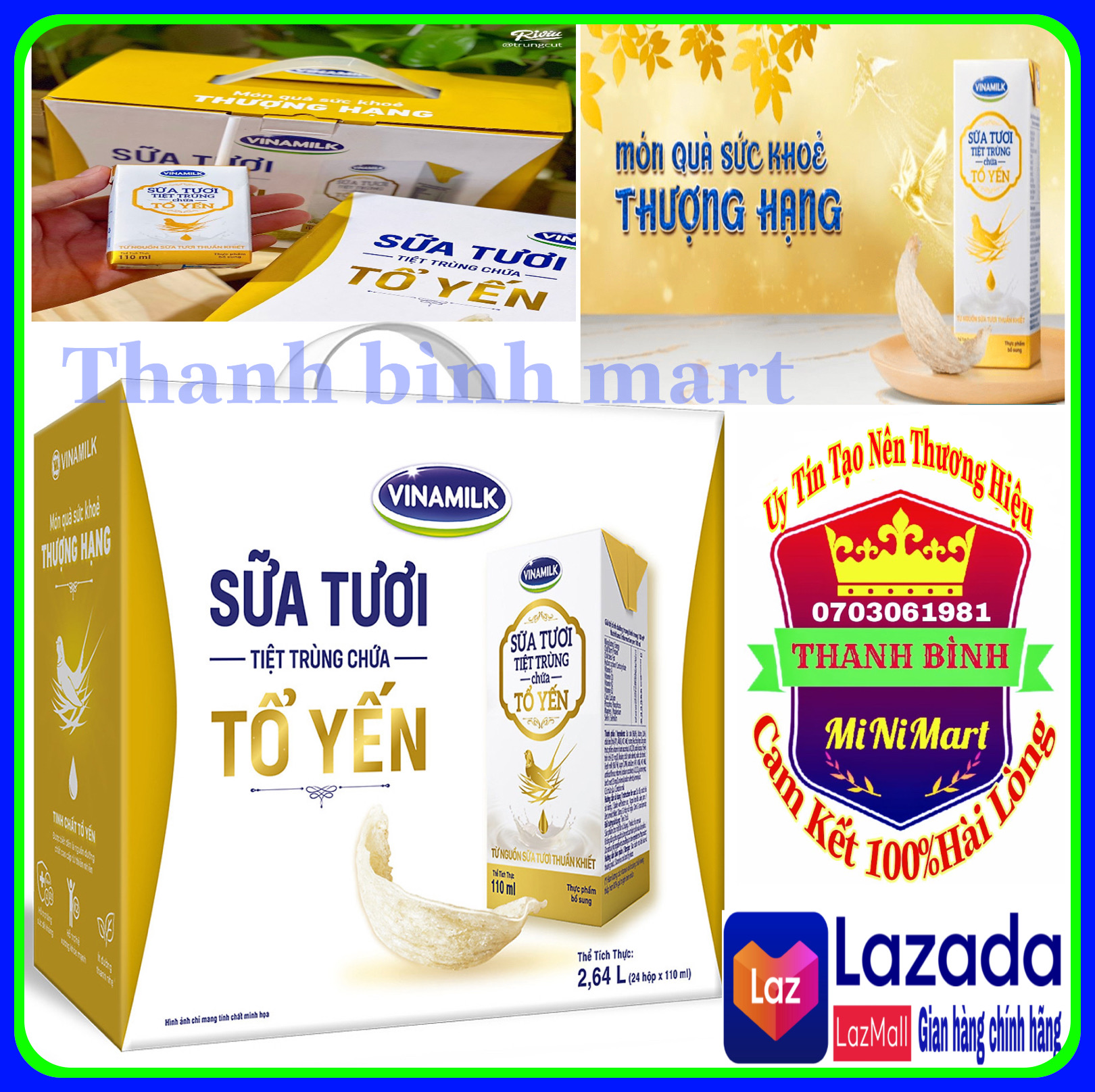 1 thùng sữa tươi tổ yến vinamilk 24 hộp x 110ml và 180ml