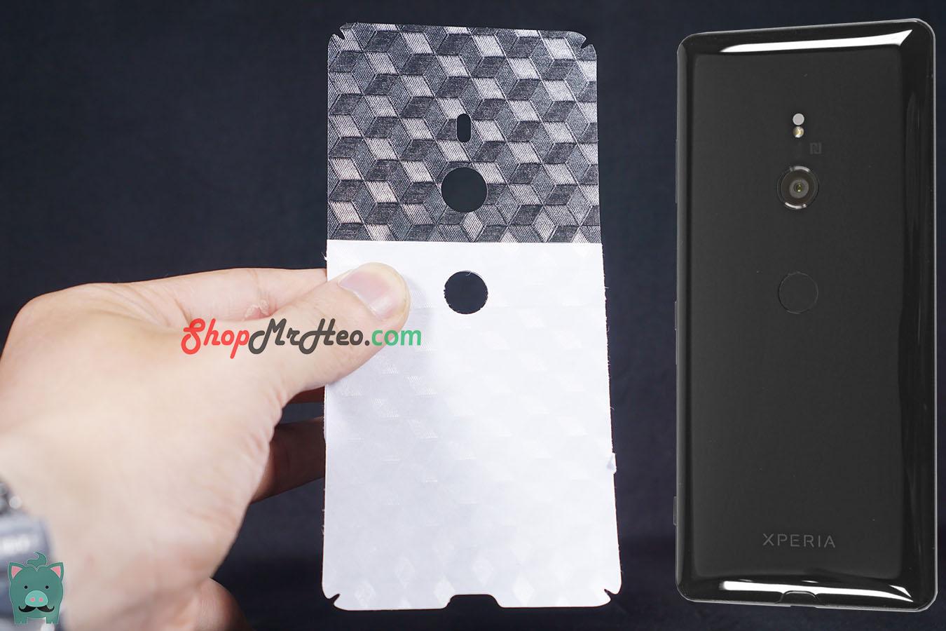[HCM]Bộ 3 Skin Dán Mặt Sau Lưng Vân 3D Sony Xperia XZ3 - Carbon Nhám Hình Hộp