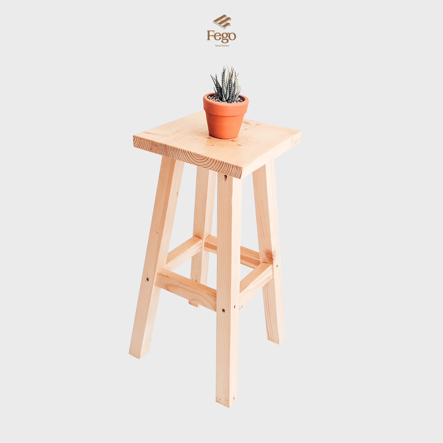Ghế đôn FEGO cao 60cm/ Ghế trang trí decor gỗ thông/ Bàn ngồi ban công